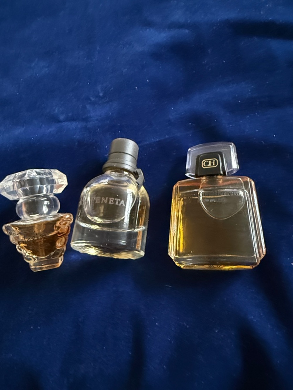 Miniature Perfume Set with Amber & Clear Bottles vintage miniatures